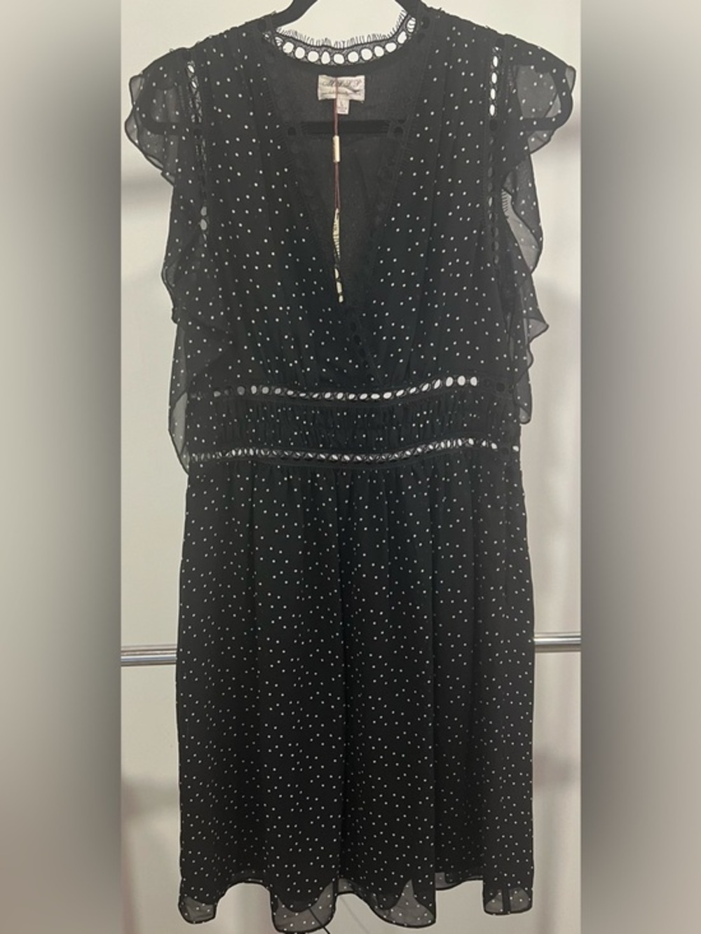 NWT Max Studio Specialty Black Polka Dot Dress Size L